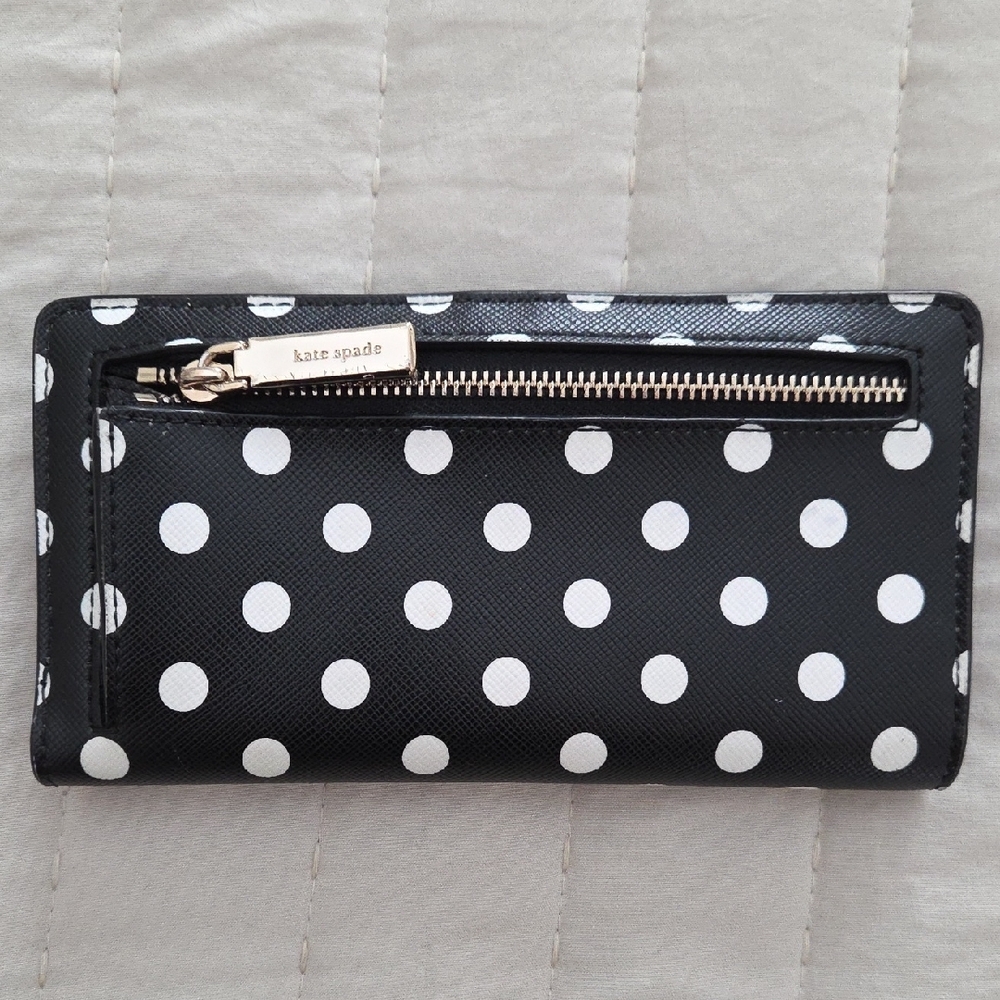 Kate Spade Black Wallet with White Dots - Picture 3 of 6